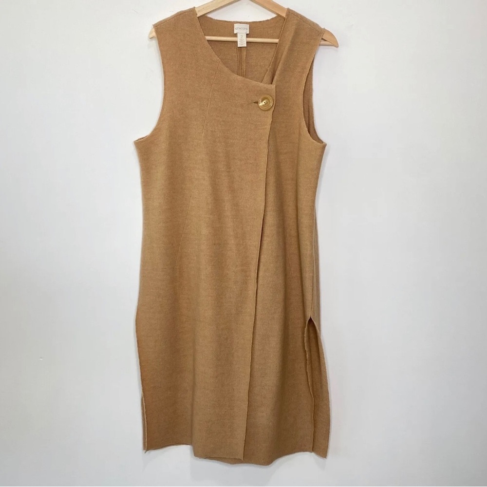 Chico’s Long Arabian Camel (Tan) Wool Vest Size 1